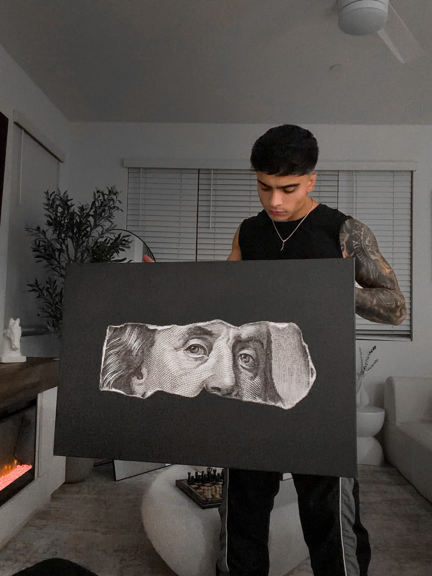 Money Talks canvas in a collector's home